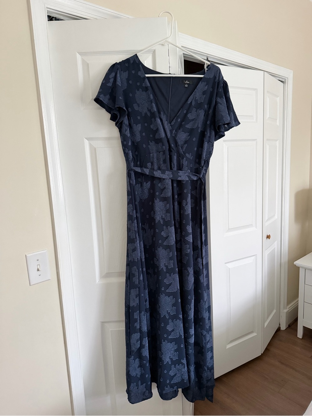 Lulu's Navy Floral Wrap Maxi Dress